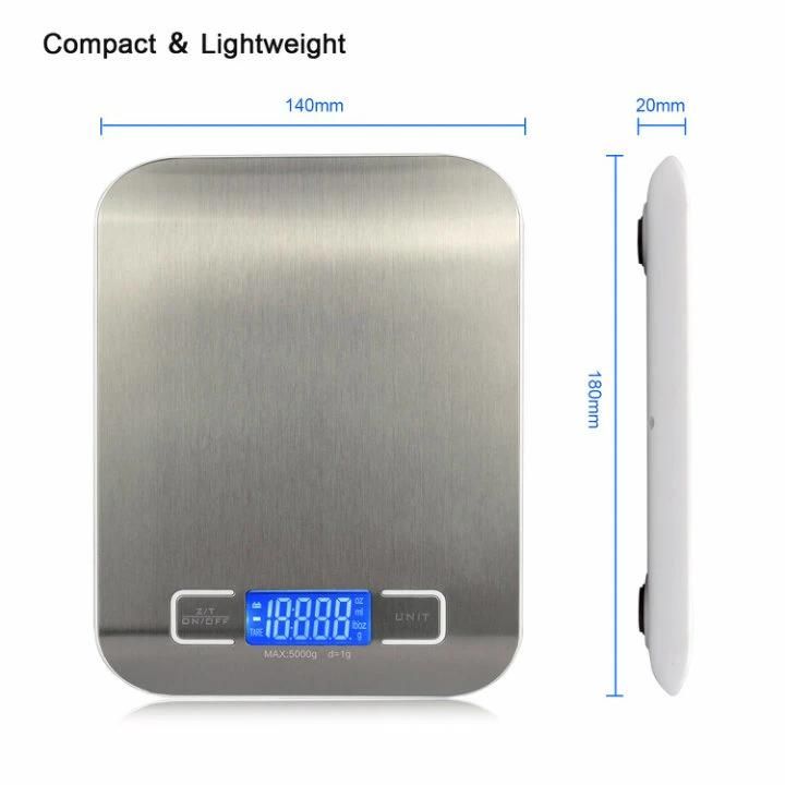 11lb Digital Big Platform Multi-Function Food Kitchen Scale Stainsless Steel