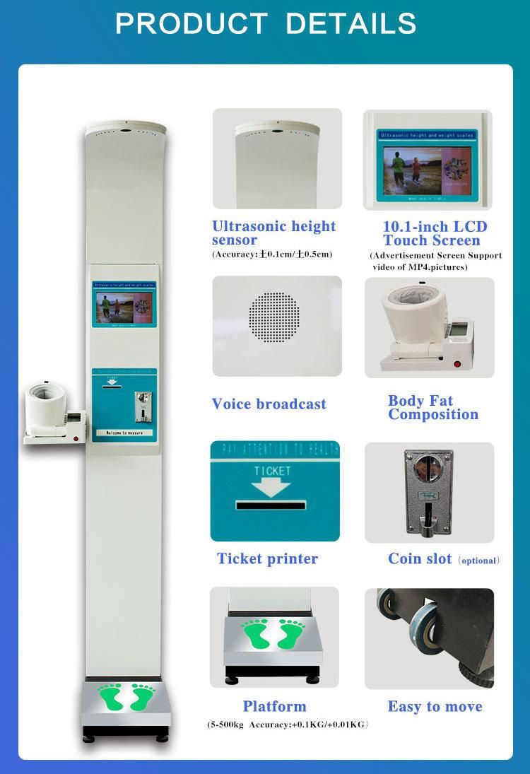 Coin Operated Blood Pressure Monitor Body Scale Weight and Height Machine