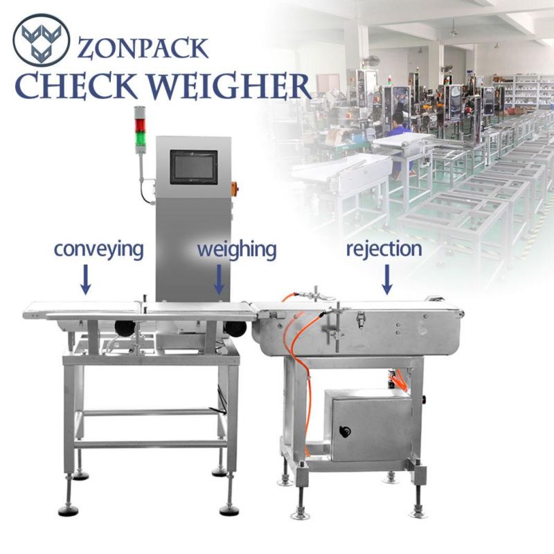 Check Weigher Machine for Nuts Chips Food Packaging System with Air Blow/Pusher