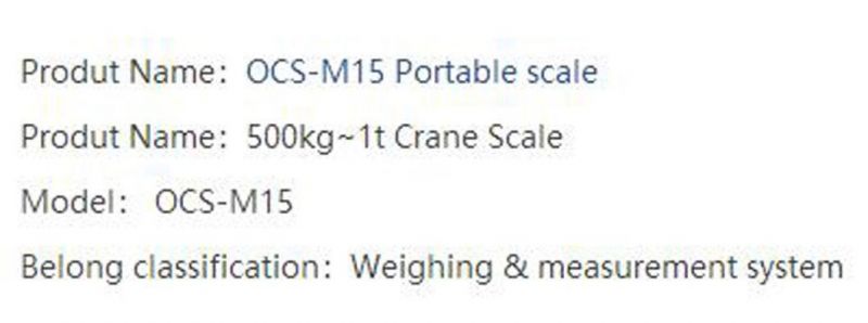 500kg~1000kg Die Casting Aluminum Shell Economic Portable Crane Scale with LED Display