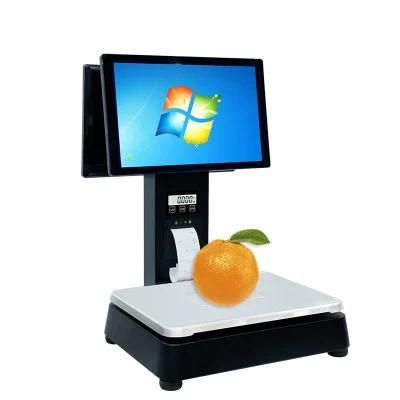 Supermarket Weighing Scale Touch Screen PC Base Barcode Printing Weighing Scale