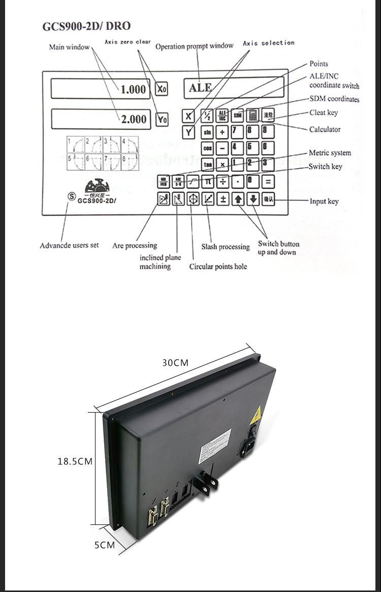 Professional LCD 2 Axis Dro Digital Readout Meter Forgrinder