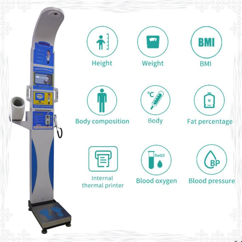 Intelligent Voice Coin Operation Weight and Height Scale Health Checkup Machine Blood Pressure and Fat Measuring Scales