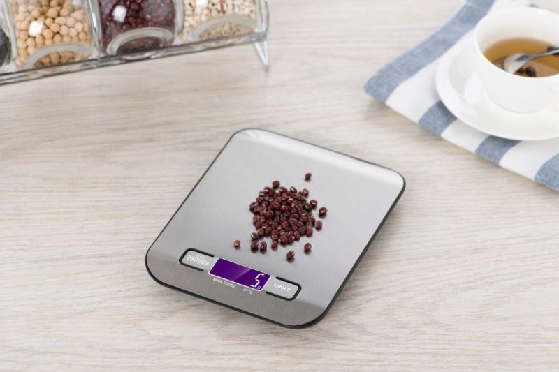 Amazon Hot Sell Bascula Cocina Multifunction Smart Scale Custom 5 Kg Stainless Steel Digital Weighing Kitchen Scales for Food