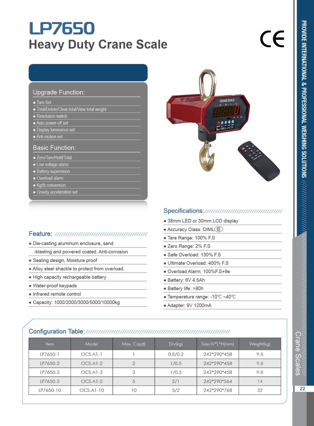 Bluetooth Wireless 300kg Hanging 10 Ton Electronic 3000 Kg 500kg 5 T Digital Crane Scale