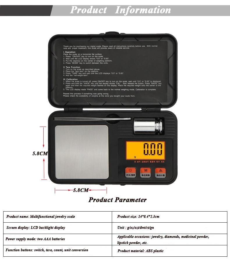 OEM Portable Electronic Scale 0.001g Mini Tool Box Jewelry Scale 0.01g