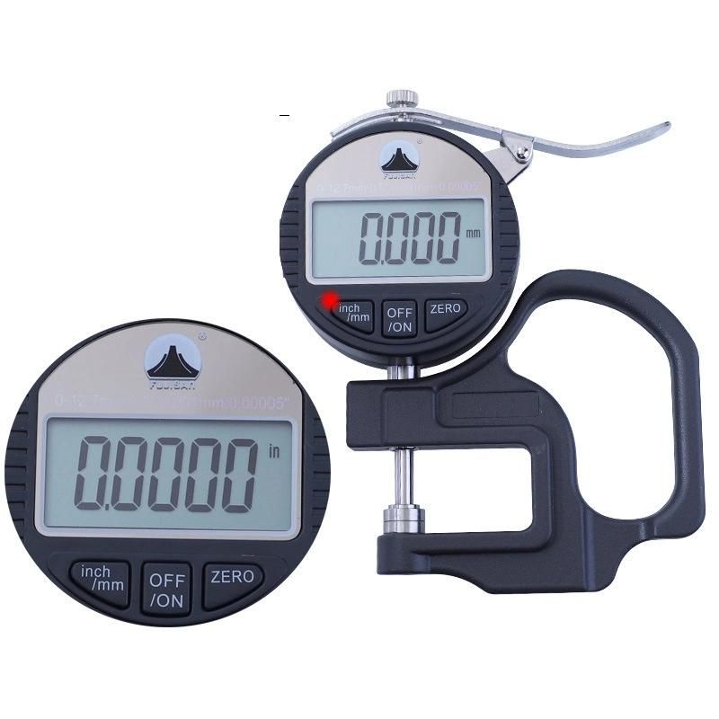 Digital Display Thousand-Point Thickness Gauge 0-12.7*0.001mm Flat Head Metric Inch High-Precision Thickness Measuring Instrument