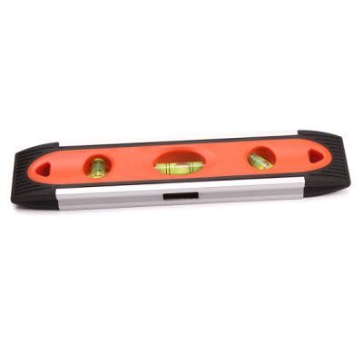 Small Spirit Level Ruler Measuring Tools 230mm Orange Aluminum Magnetic Torpedo Spirit Level Bubble