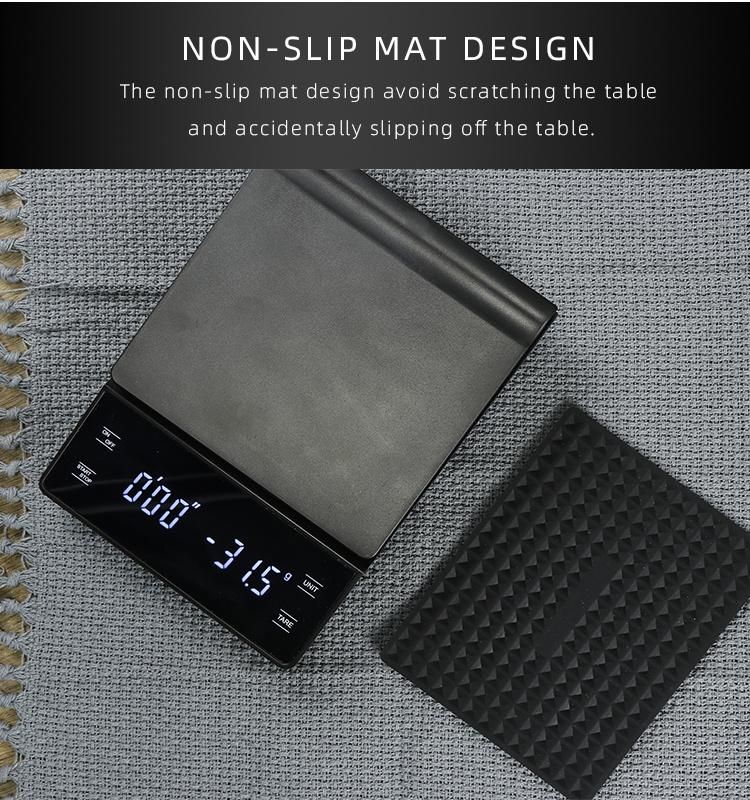 ABS Plastic LED Touch Screen 3kg Food Coffee Scale Timer