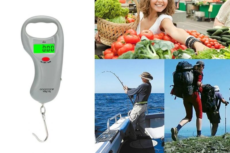 45kg/10g Fishing Equipment Hanging Luggage Weighing Scale with 1m Tape Measure Multi-Function Portable