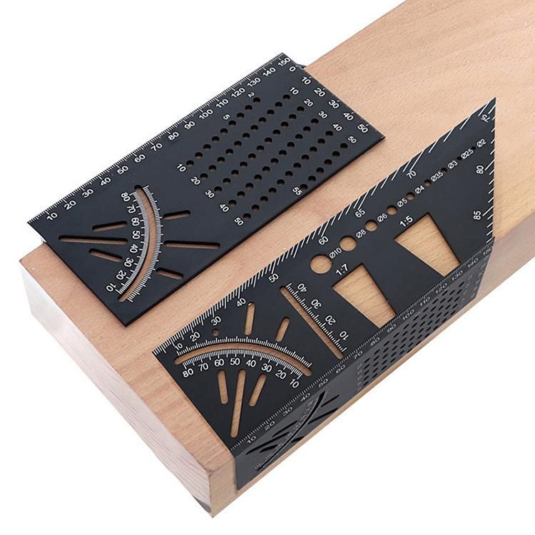 Cross-Line Ruler Angle Ruler Aluminum Alloy Dovetail Tenon Line Drawing Device 45 Degrees 90 Degrees Multi-Functional Woodworking Angle Ruler Scriber