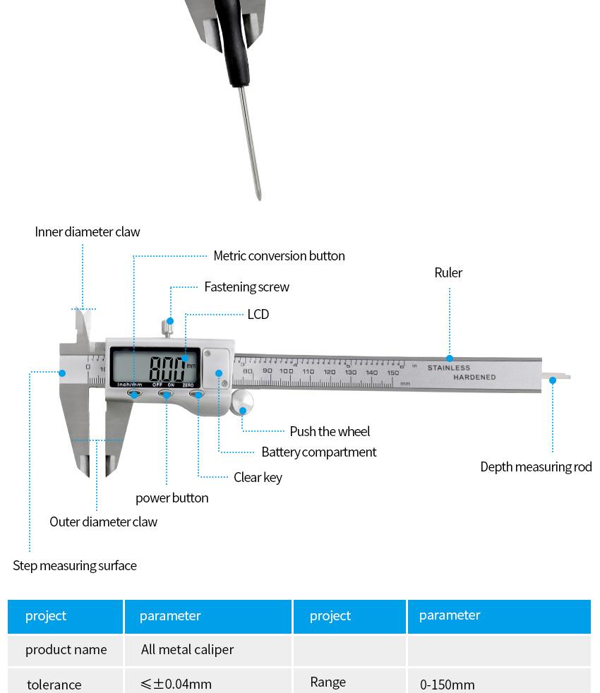 Stainless Steel Digital Caliper 0-150mm Factory Price Electronic Digital Vernier Caliper