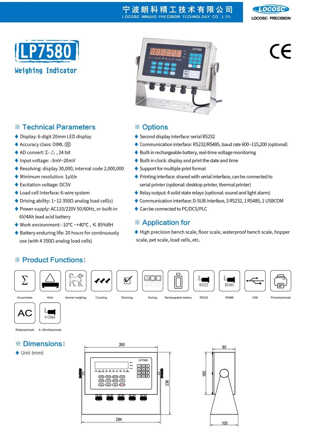 OIML 20mm LED Display 4-20mA High Precision Animal Weighing Scale Load Cell Indicator