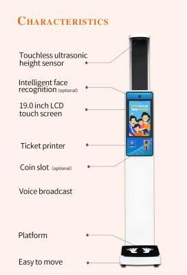 Coin Operated Body Height Weight Scale with Advertising Screen