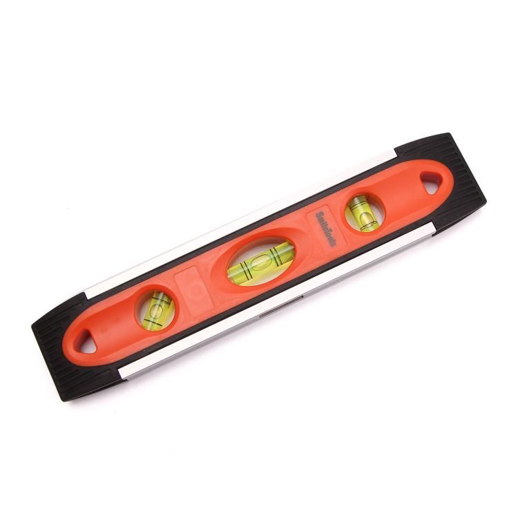 Small Spirit Level Ruler Measuring Tools 230mm Orange Aluminum Magnetic Torpedo Spirit Level Bubble