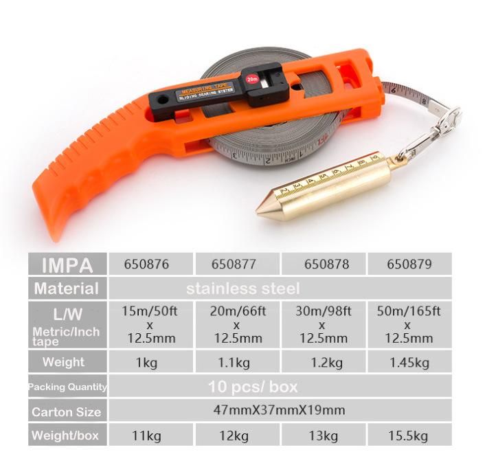 10m 15m 20m 30m 50m Stainless Steel Oil Gauging Dipping Tape Sounding Depth Measure Gauging Measuring Tape