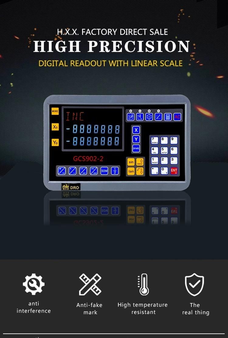 Professional LCD Dro 2 Axis Dro Digital Readout Meter for Small Milling Machine