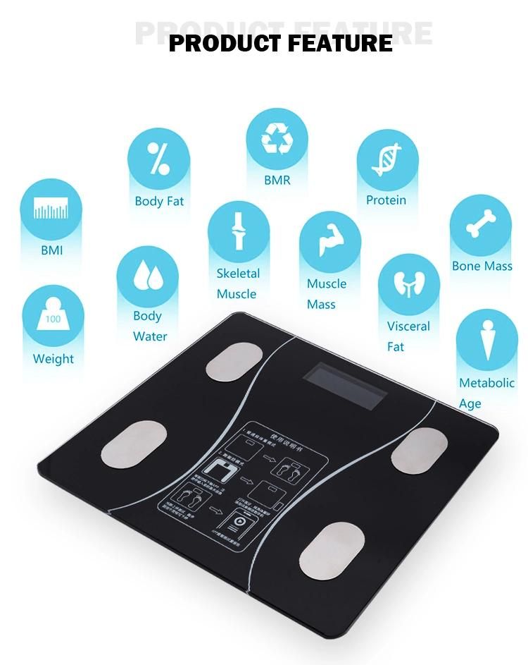 Bathroom Weighing Glass Body Smart Electronic Digital Scale