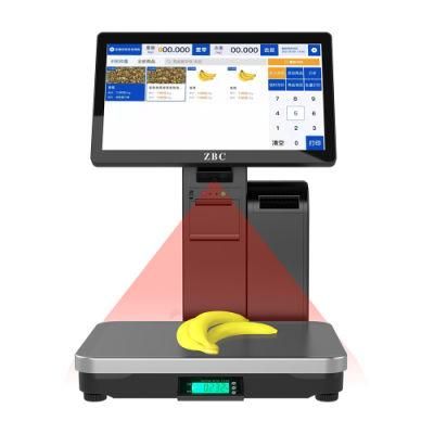 Ai Auto Identification Label Printing Scale with Qr Code Scanner for Fresh Food Market