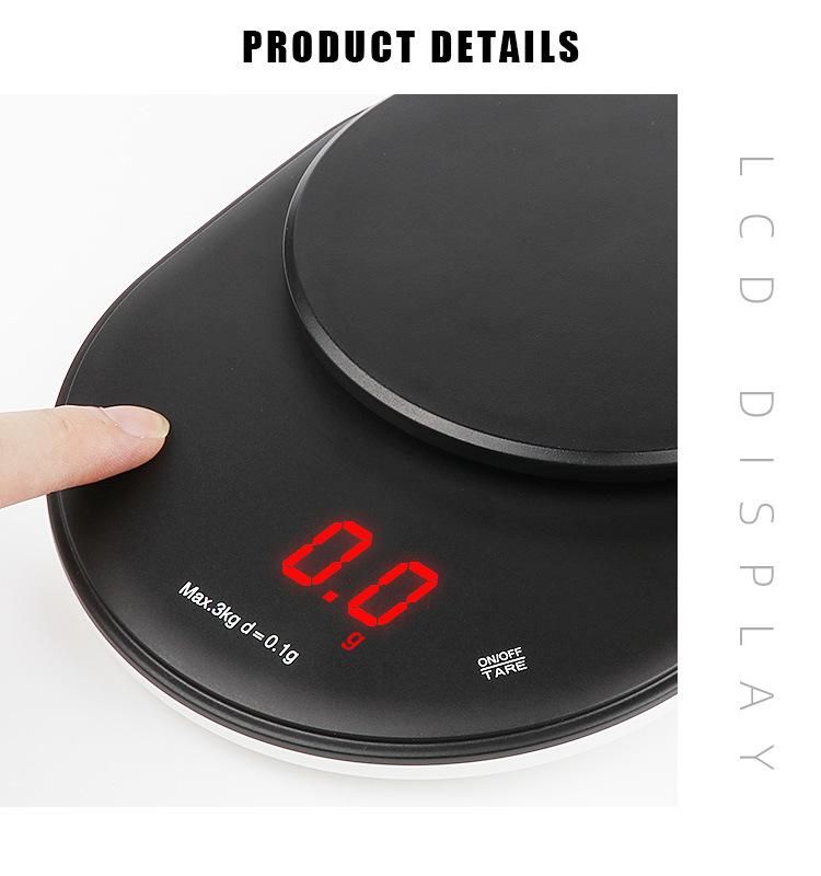 Amazon 3kg Hot Selling Plastic LED Display Digital Kitchen Scale with Tray