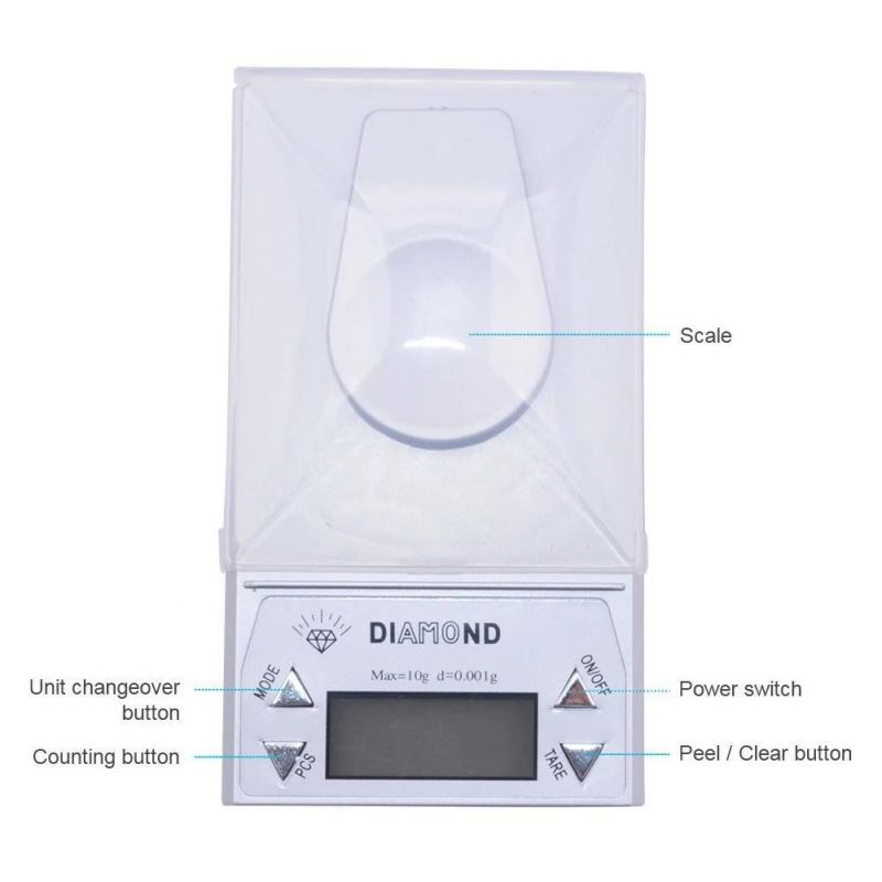 10g/0.001g High Precision Digital Jewelry Scales for Weighting Gold Pearl Diamond