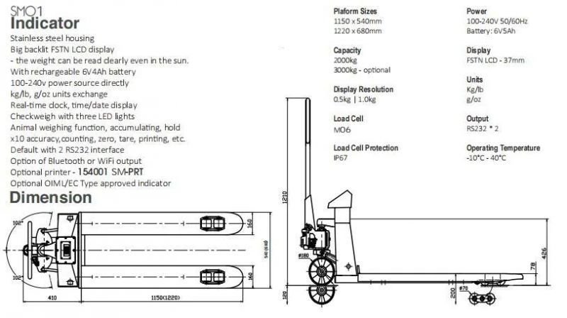 Electronic Handle Forklift Pallet Scale