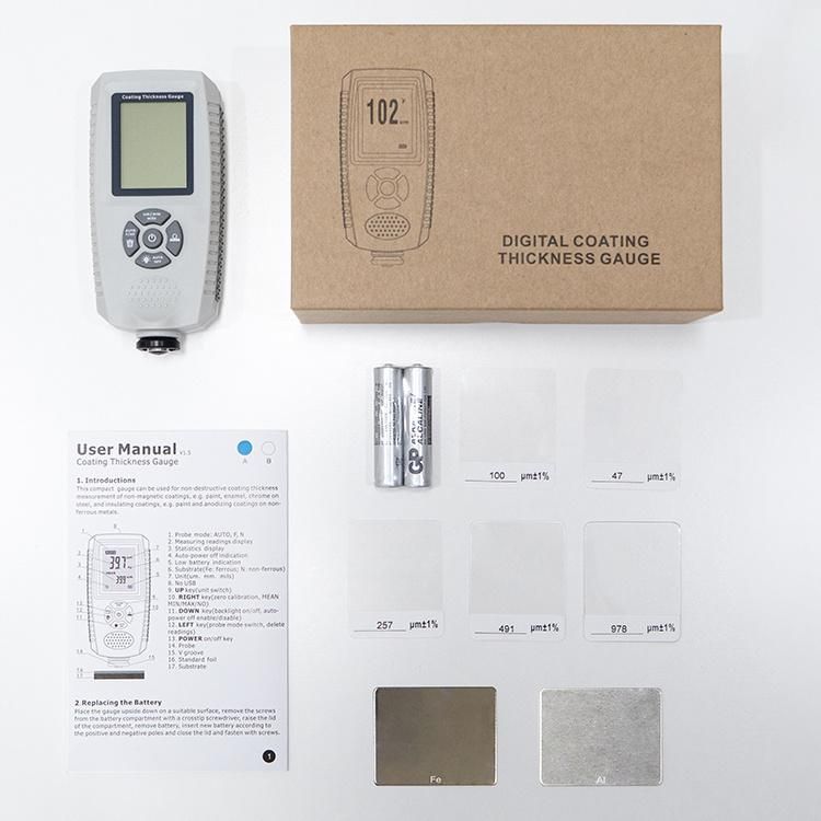 Portable Plastic Coating Thickness Gauge High Quality Measuring Instrument