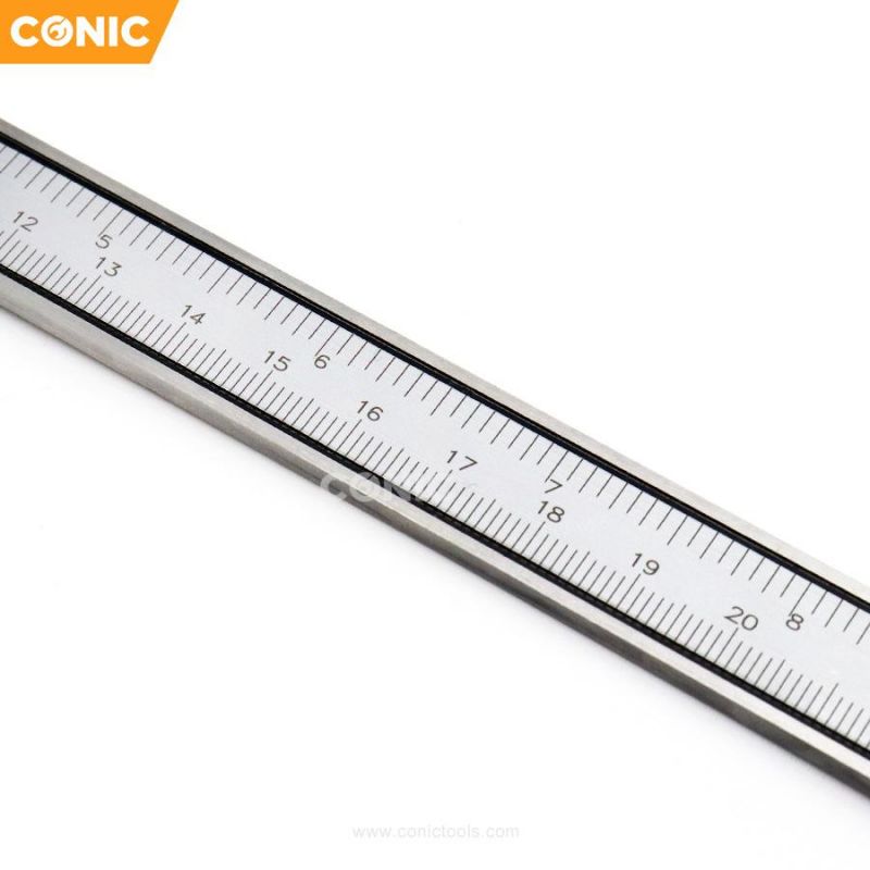 200X0.05mm Kanon Style Mono-Block Stainless Steel Vernier Caliper with Groove Design