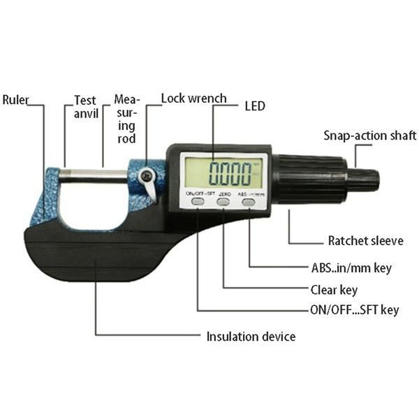Digital Micrometer Screw Micrometer Measuring Tool Outer Diameter Mechanical Micrometer Caliper Micrometer Caliper Model 75-100mm