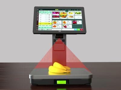 Dual-Screen Ai POS Scale Weighing Scales with 58mm Receipt Printer for Fruit Store