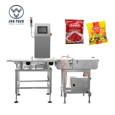 Check Weigher Machine for Nuts Chips Food Packaging System with Air Blow/Pusher