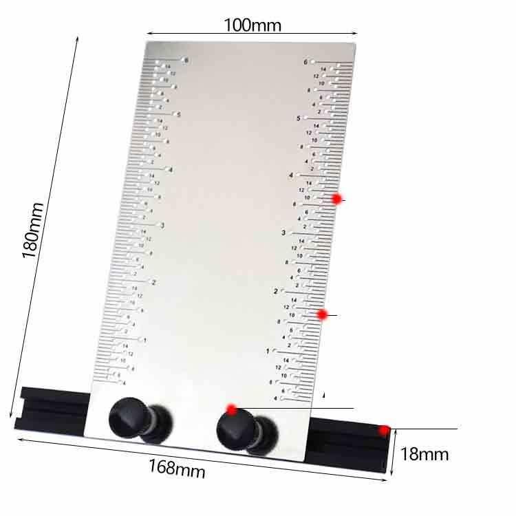 Inch Hole Ruler Stainless Steel with Base Multi-Functional Woodworking Marking Ruler DIY Planning Line Tenon and Mortise