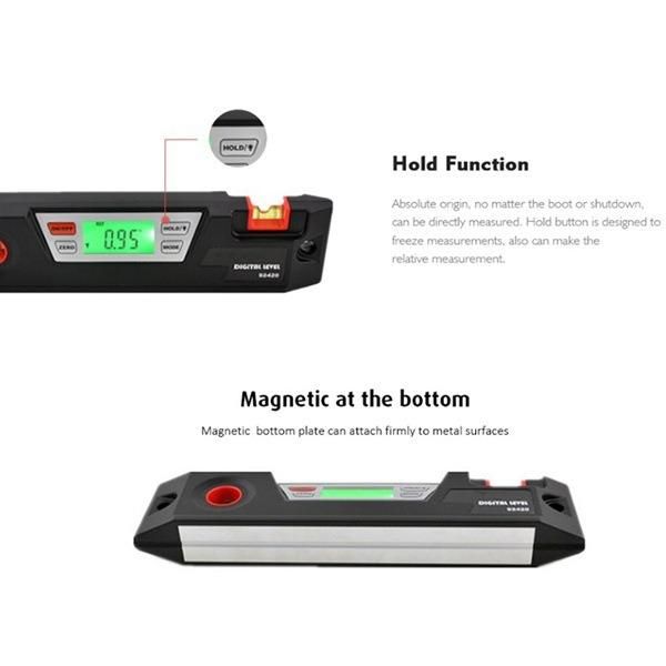 Electronic Digital Display Inclinometer Spirit Level Angle Meter Slope Meter Angle Gauge Torpedo Level