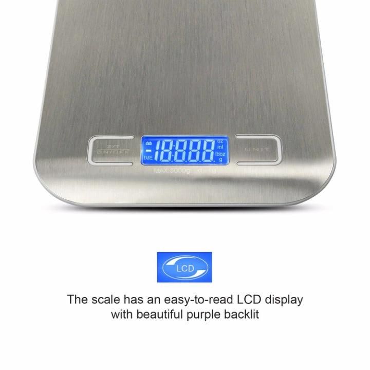 11lb Digital Big Platform Multi-Function Food Kitchen Scale Stainsless Steel