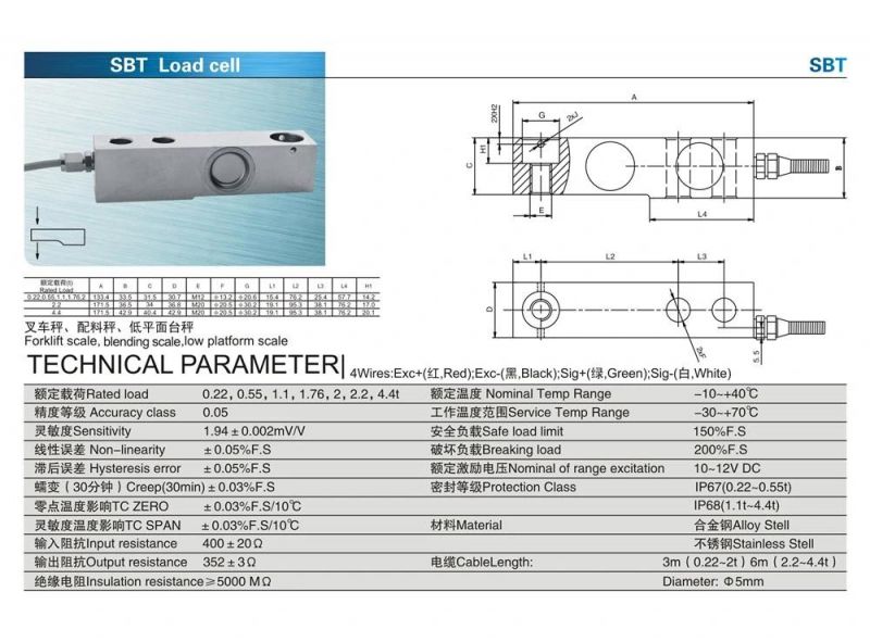 Keli Sbt Cantilever Beam Weighing Sensor Ground Scale Batching Forklift Platform Scale 0.22t-4.4t