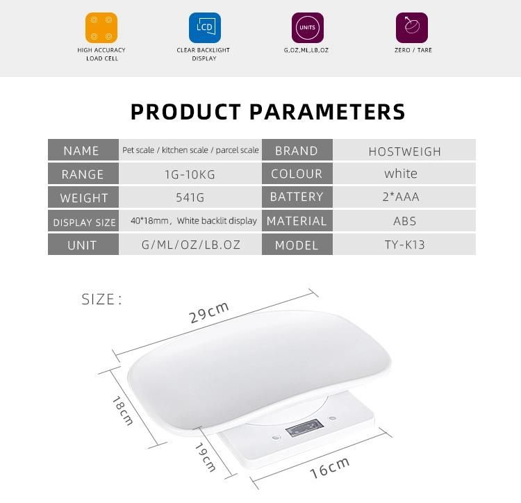 Newest Pet Scale with Tray New Design OEM ODM 10000g 1g