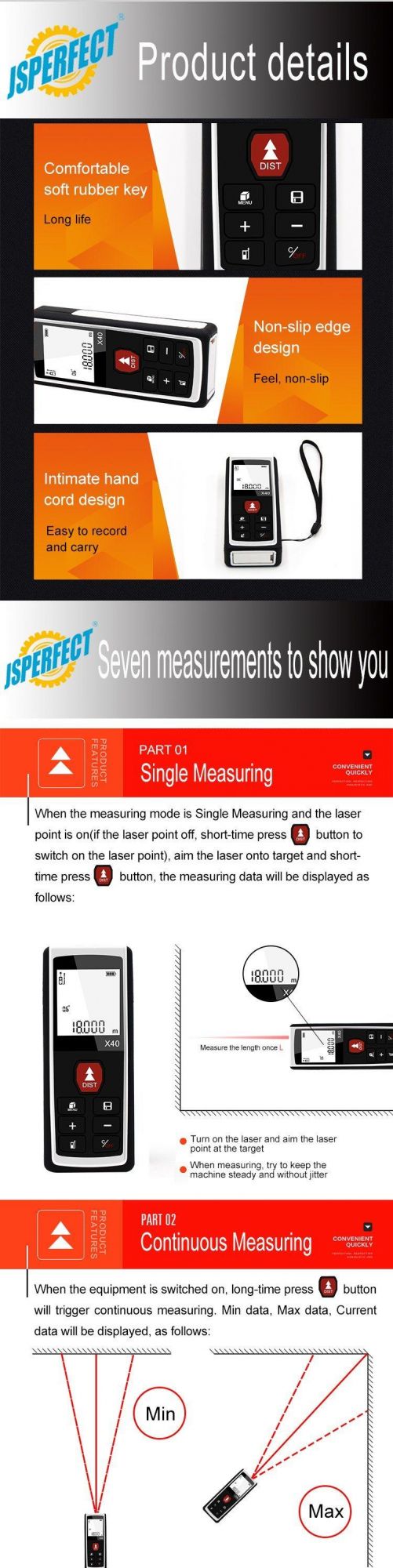 New Arrival Digital 80m Hand Held Laser Distance Meter