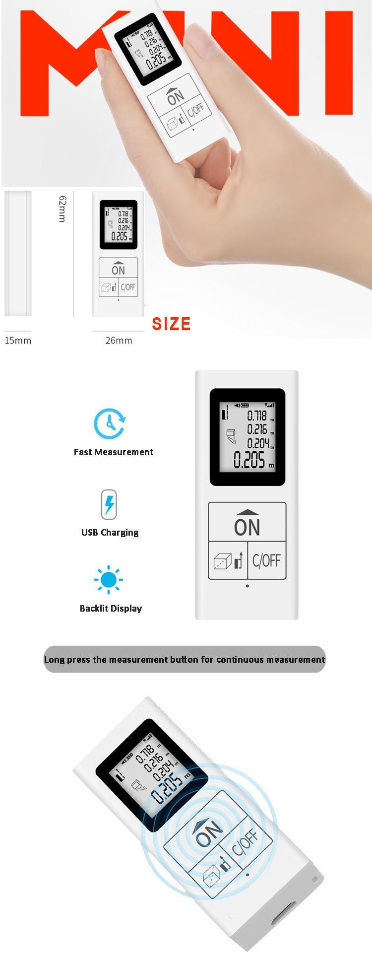 40m Small Rangefinder Factory OEM Digital Laser Measure Distance Meter