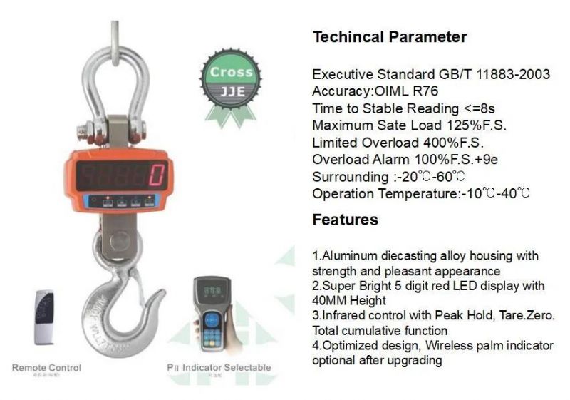 5t High Accuracy Industrial Digital Crane Weighing Scales and Dynamometers