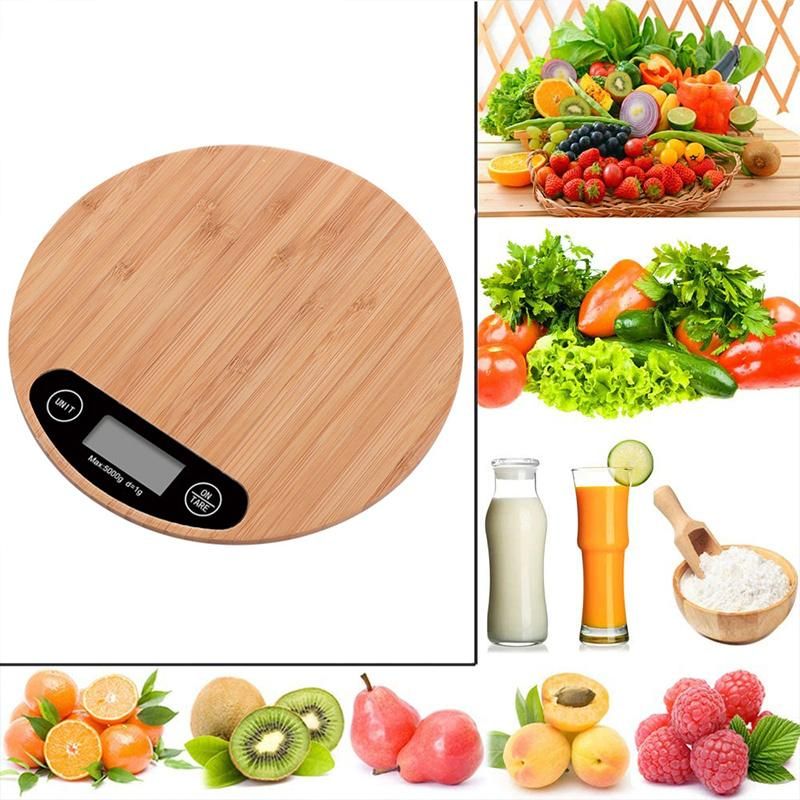 Amazon Online Kitchen Accessories Baking Equipment LCD Display Digital Table Food Bamboo Kitchen Scale