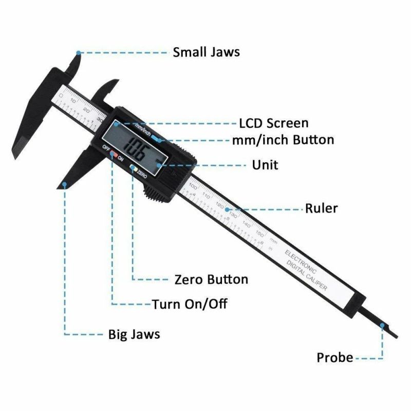 Digital Vernier Caliper Electronic Gauge 150mm 6inch Carbon Fiber Micrometer