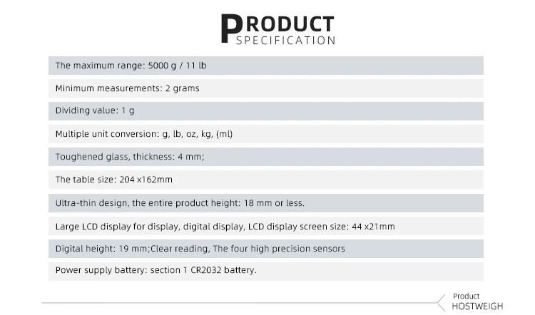 High Strength Glass Precision Kitchen Scale Factory 5kg