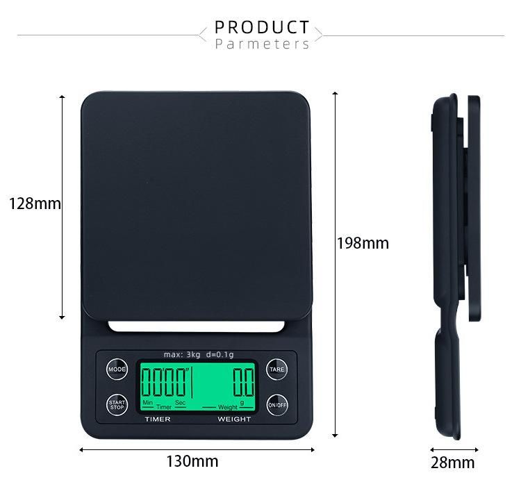LCD Display Digital Electronic Drip Coffee Scale with Timer
