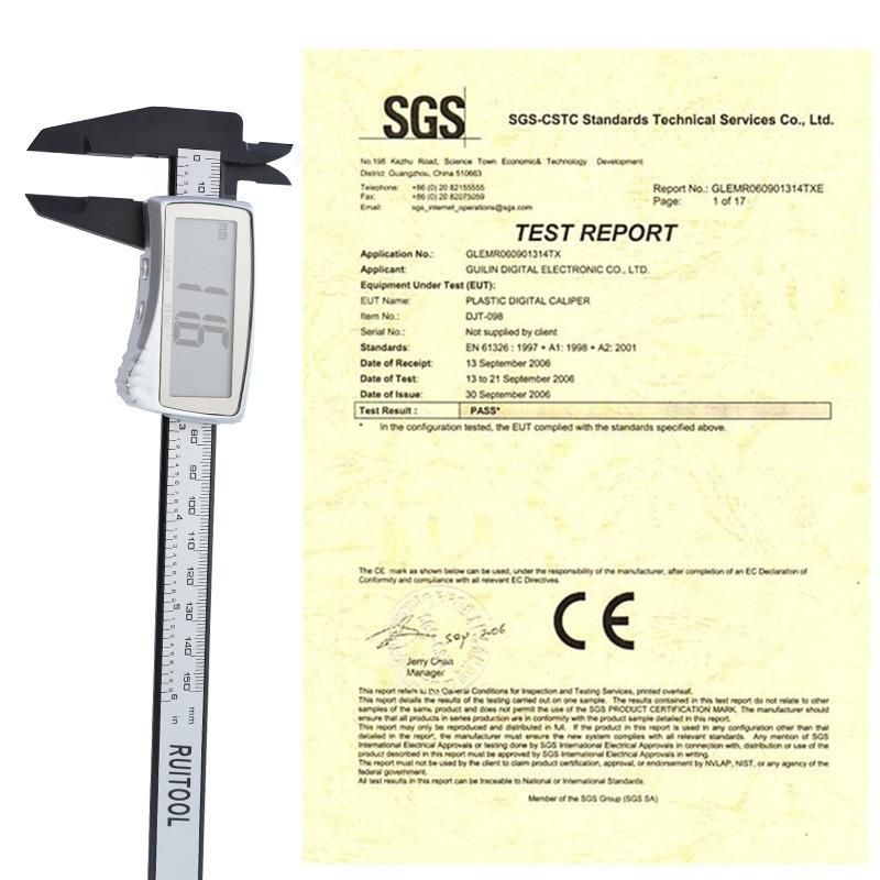 Ruitool Plastic Digital Caliper 150mm Large Screen Electronic Vernier Caliper Carbon Fiber Metric Inch