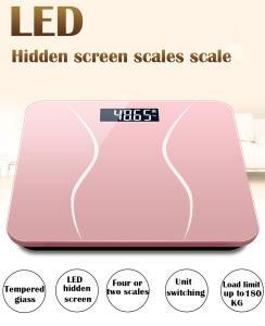 Durable Curvy Figure Shaping Tempered Glass Bathroom Scale with LED Display