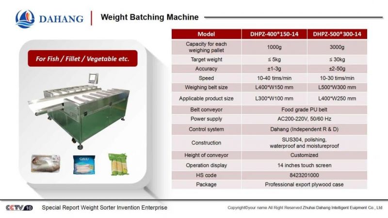 Efficient Conveyor Combination Weigher Scale for Seafood/ Fish/ Vegetable