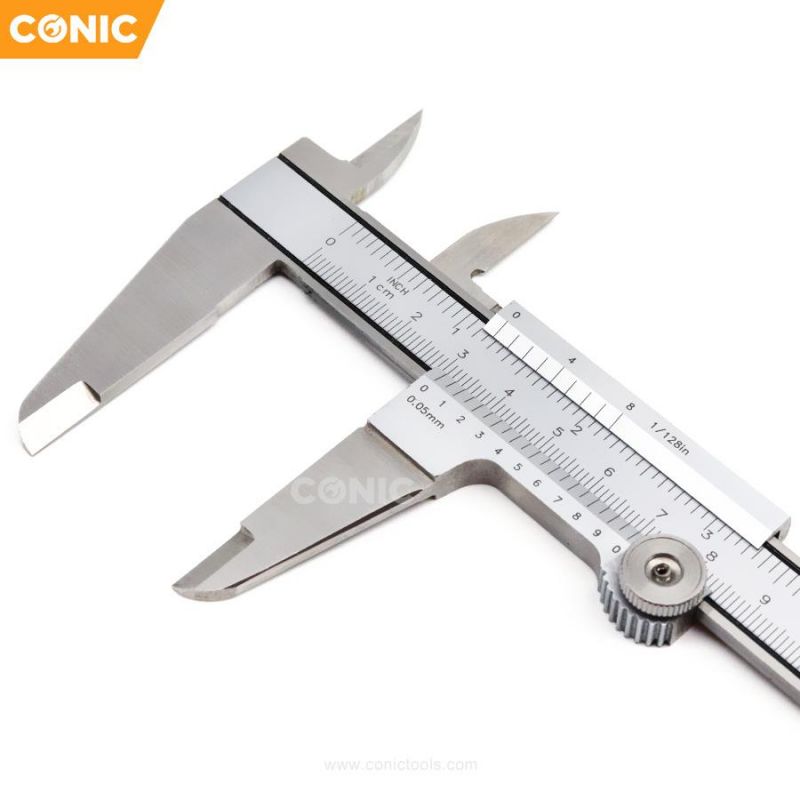 200X0.05mm Kanon Style Mono-Block Stainless Steel Vernier Caliper with Groove Design