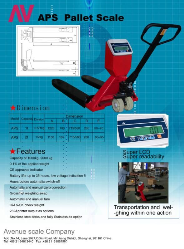 TUV Approved Electronic Pallet Truck Scale of 2000kg