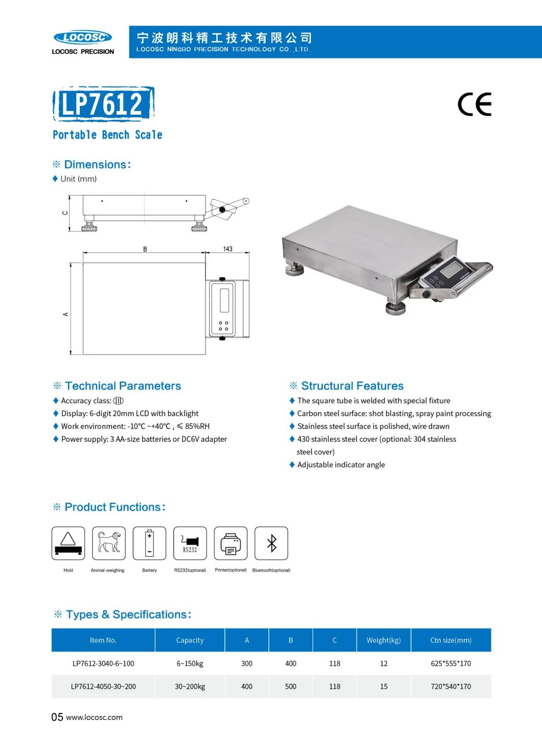 Lp7610 LCD Display Portable Bench Scale Weighing Machine