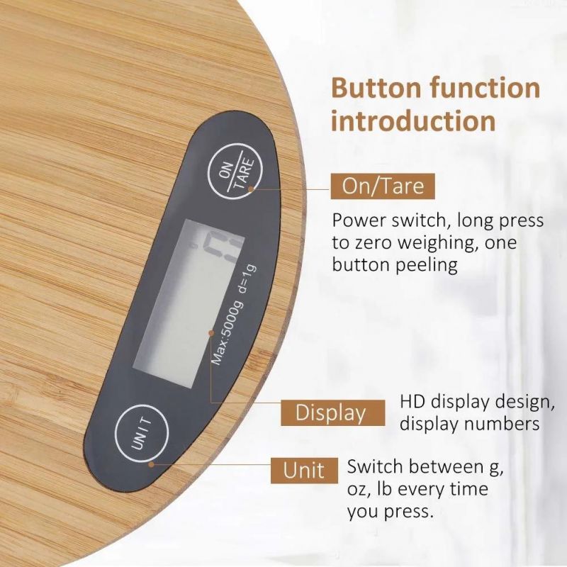 Electronic Digital Bamboo Kitchen Scale Food Weighing Scale